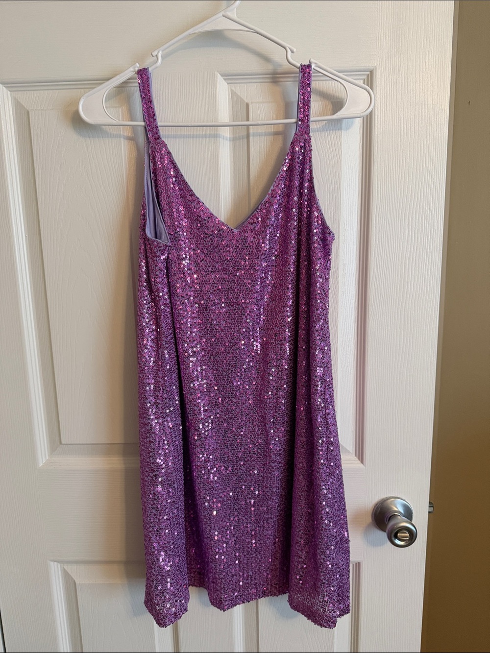 Purple Sequin Slip Dress